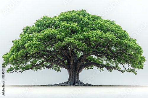Majestic ancient tree stands tall against a pale sky