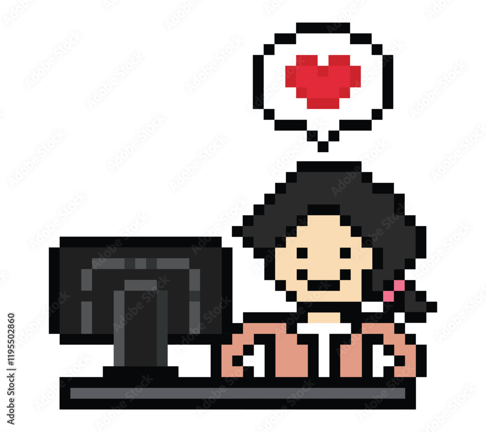 Obraz premium Cartoon cute pixel cartoon 8bit character business woman office smart work game for decoration business 8 bit female lady teacher businesswoman career smart character game png vector.