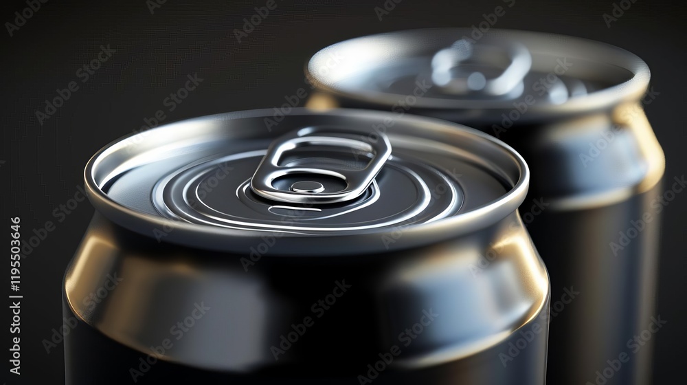 Close-up of two beverage cans with pull tabs, highlighting their sleek design and metallic finish. Close-up of two beverage cans with pull tabs, highlighting their sleek design and metallic finish.