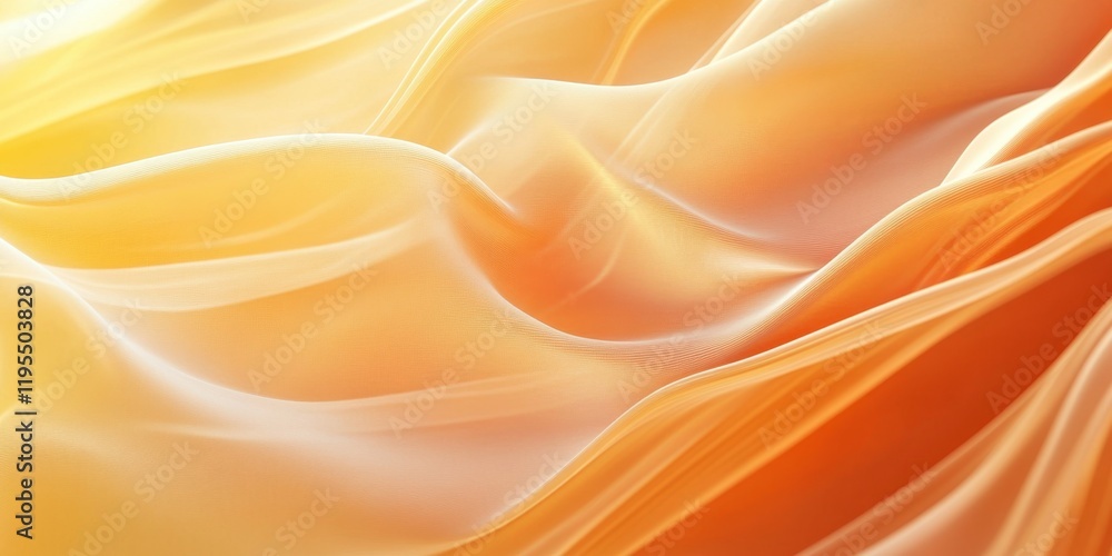 Warm tones of orange and yellow fabric ripple softly, illuminated by sunlight, evoking a feeling of tranquility and inviting warmth Warm tones of orange and yellow fabric ripple softly, illuminated by sunlight, evoking a feeling of tranquility and inviting warmth