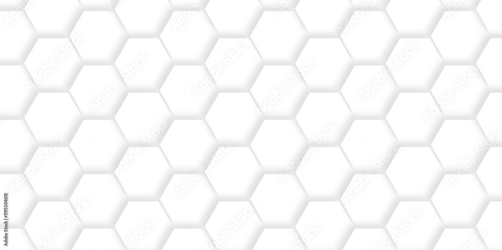Naklejka premium White Hexagonal Background. Luxury White Pattern. wallpaper Illustration. Futuristic abstract honeycomb mosaic white background. geometric mesh cell texture. modern futuristic wallpaper.