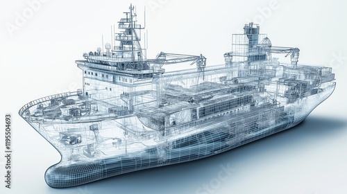 Fototapeta Naklejka Na Ścianę i Meble -  3D rendering of a commercial ship showcasing intricate design and structure in vibrant colors
