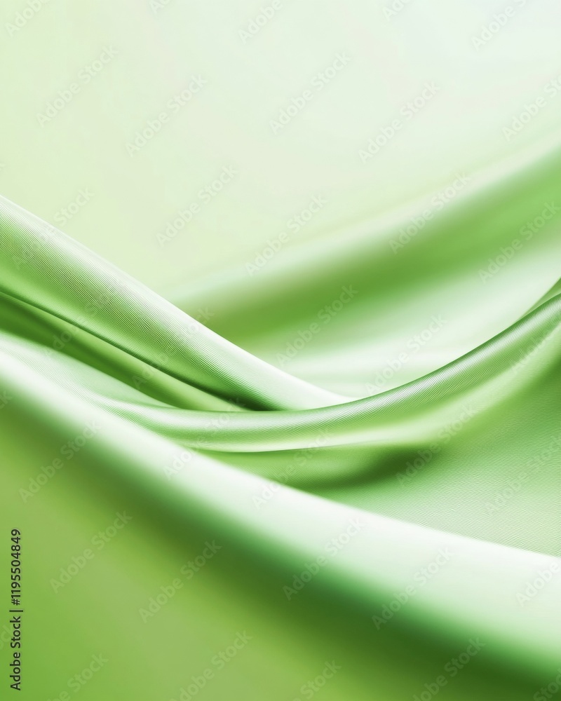 Fototapeta premium Elegant Soft Green Fabric Waves on Gradient Background