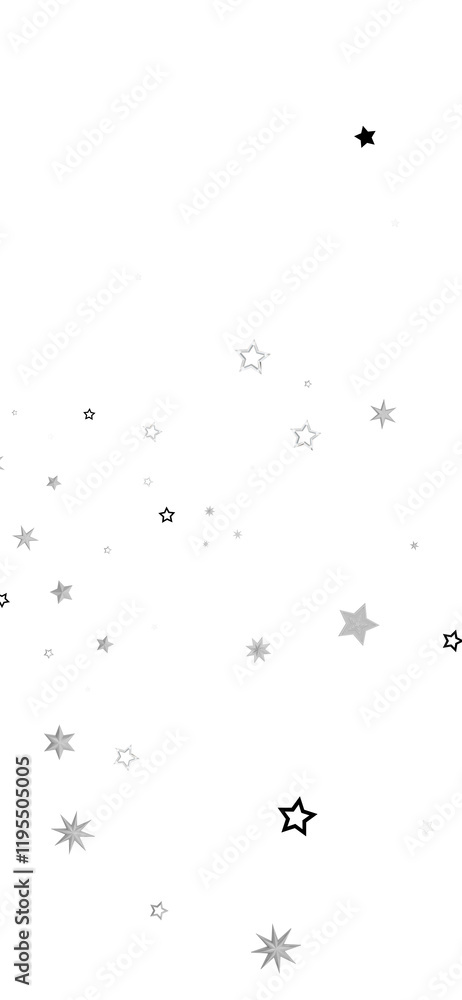 A simple abstract graphic with silver stars scattered on a black background. The stars are various sizes and give off a bright, shiny and sparkling feel. A simple abstract graphic with silver stars scattered on a black background. The stars are various sizes and give off a bright, shiny and sparkling feel.