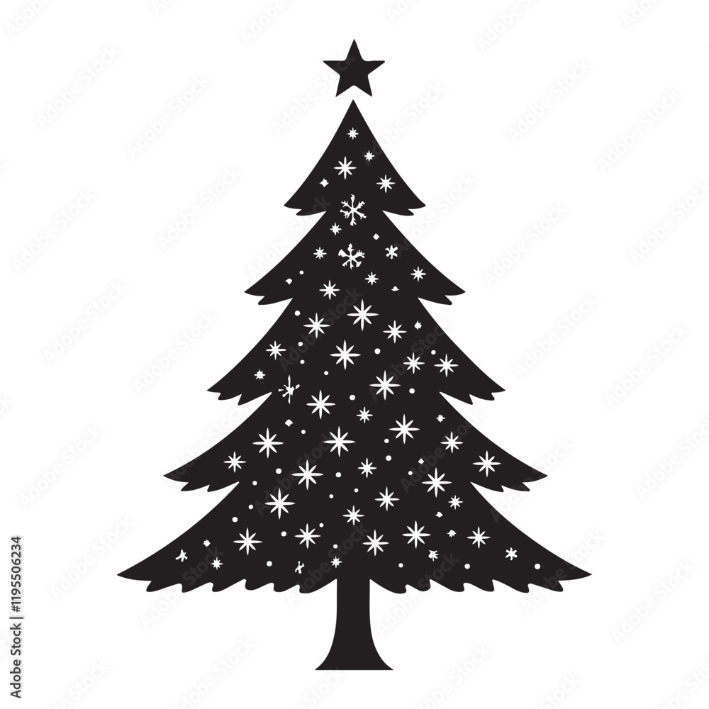 Christmas tree black silhouette vector illustration isolated on a white background Christmas tree black silhouette vector illustration isolated on a white background