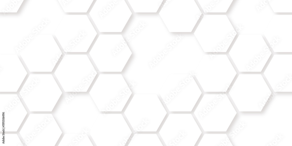 Abstract seamless honeycomb hexagon background. Geometric texture white pattern
design.
