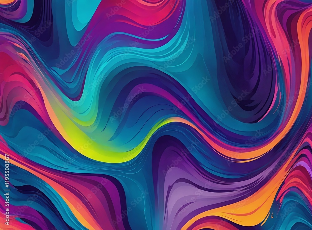 Ondas abstratas vibrantes com gradiente multicolorido e fundo de movimento fluido Ondas abstratas vibrantes com gradiente multicolorido e fundo de movimento fluido
