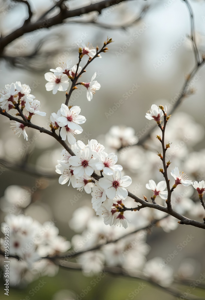 White blossoms on dark branches White blossoms on dark branches