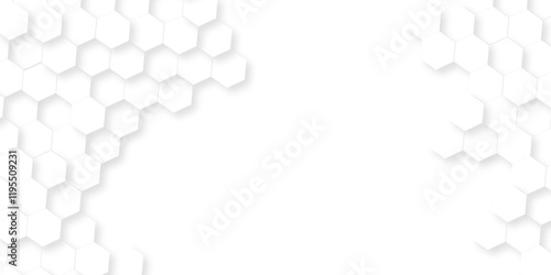 White Hexagonal Background. Luxury White Pattern. wallpaper Illustration. Futuristic abstract honeycomb mosaic white background. geometric mesh cell texture. modern futuristic wallpaper.