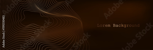 Gold wave on brown background. Linear geometric Art deco bricks. 20s retro style. Luxury seamless pattern. Packaging or menu design.Vector. Abstract Segwit. sound wave.Geometrical Background Connectio