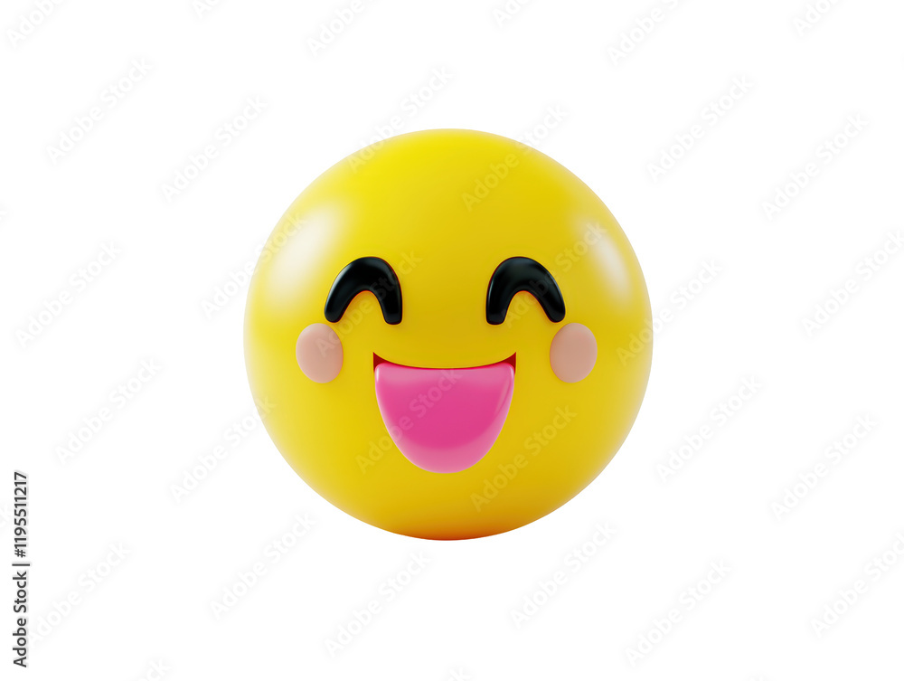 Isolated Happy Emoji with Blushing Cheeks Isolated Happy Emoji with Blushing Cheeks