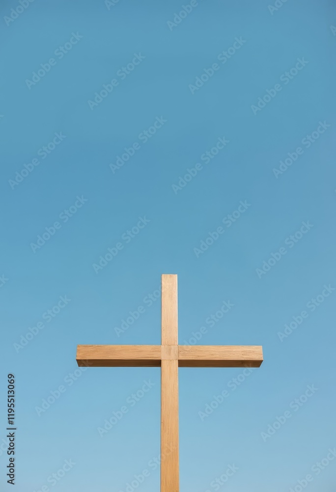 Wooden cross against blue sky Wooden cross against blue sky
