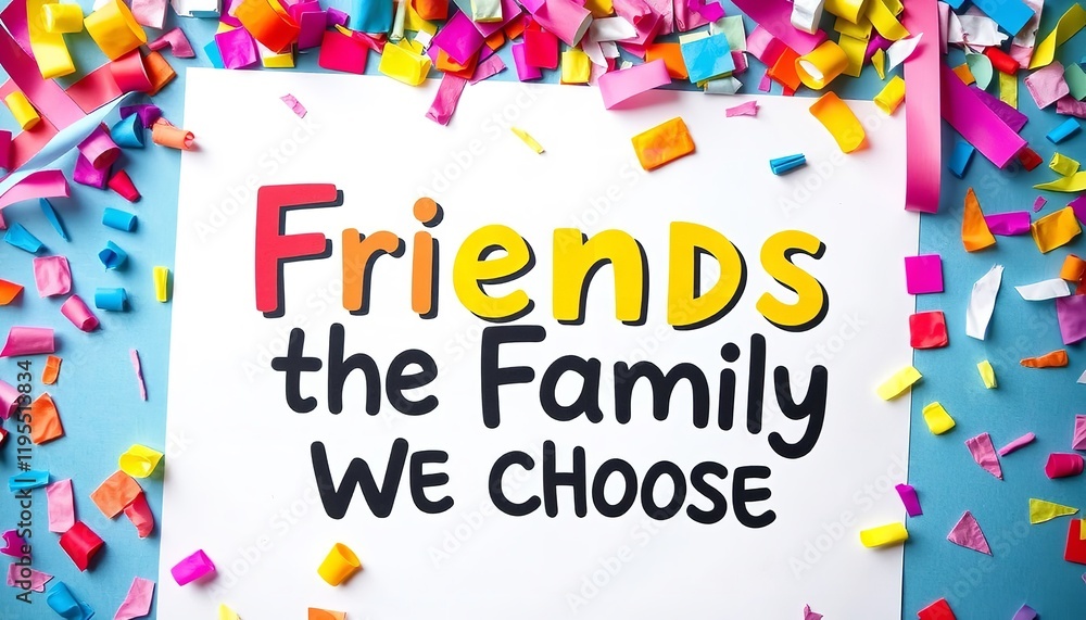 Friends the Family We Choose Colorful Festive Celebration Bright Rainbow Typography Design Party Cheerful Positive Quote Friends the Family We Choose Colorful Festive Celebration Bright Rainbow Typography Design Party Cheerful Positive Quote