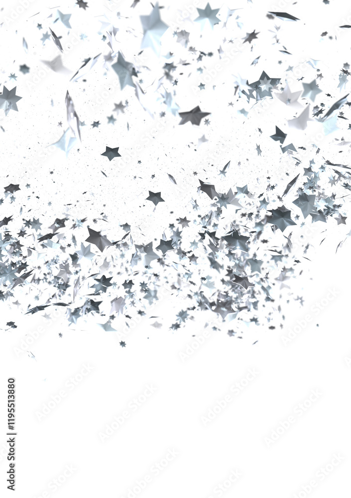 Celestial Christmas Symphony: Enthralling 3D Illustration of Falling Holiday Starbursts