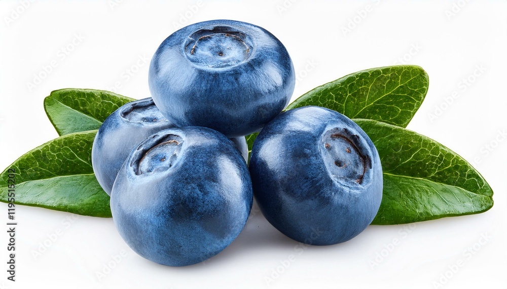 Fresh, glossy blueberries with vibrant green leaves isolated on a clean white background, highlighting natural freshness. Fresh, glossy blueberries with vibrant green leaves isolated on a clean white background, highlighting natural freshness.