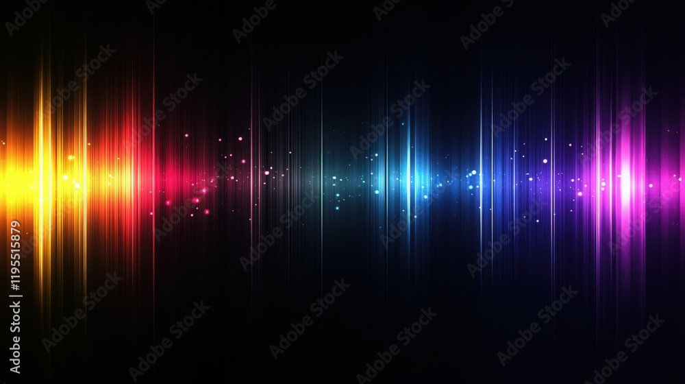 Colorful abstract background with vertical lines and glowing particles on black Colorful abstract background with vertical lines and glowing particles on black