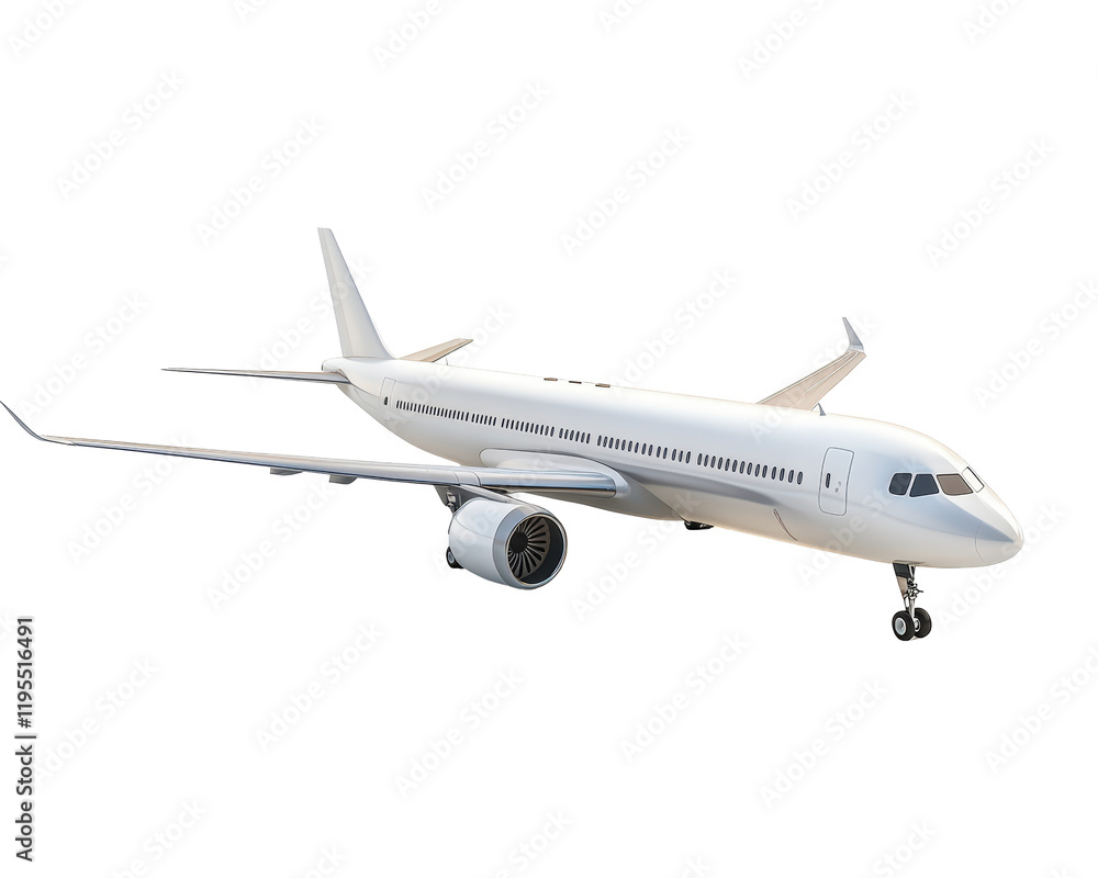 Isolated White Passenger Airplane Side View Isolated White Passenger Airplane Side View