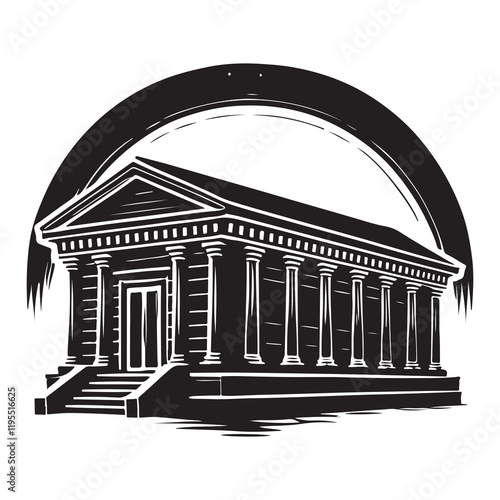 The Ark of the Covenant Silhouette Vector Illustration, Solid White Background.