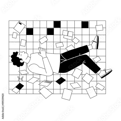 A hand drawn illustration of a relaxing character