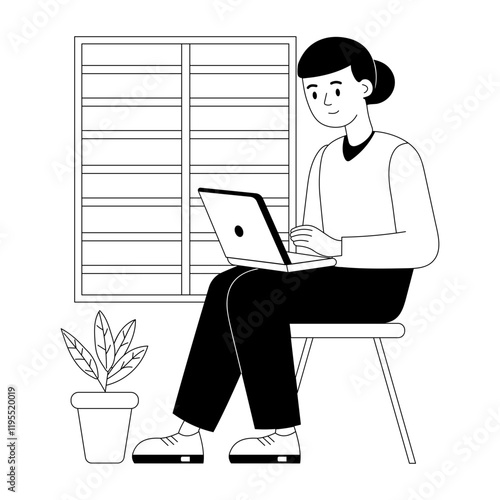 A hand drawn illustration of a working character