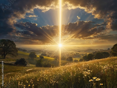 sunset over the field