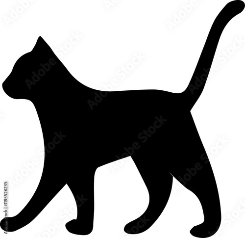 Vector silhouette of a cat walking