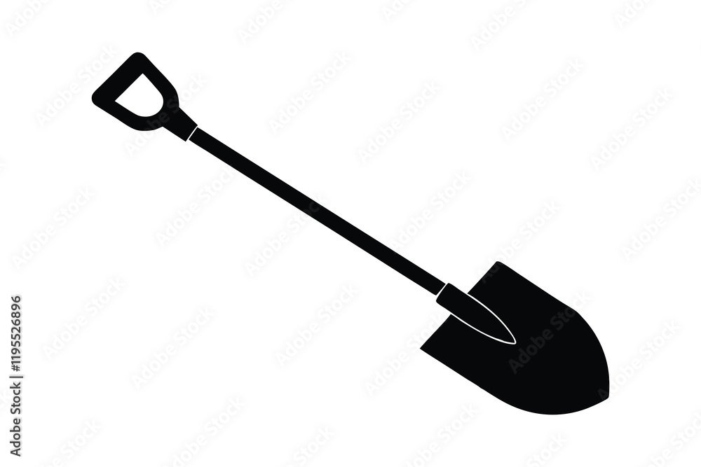 Shovel icon vector, Garden shovel silhouette vector on white background. Shovel icon vector, Garden shovel silhouette vector on white background.