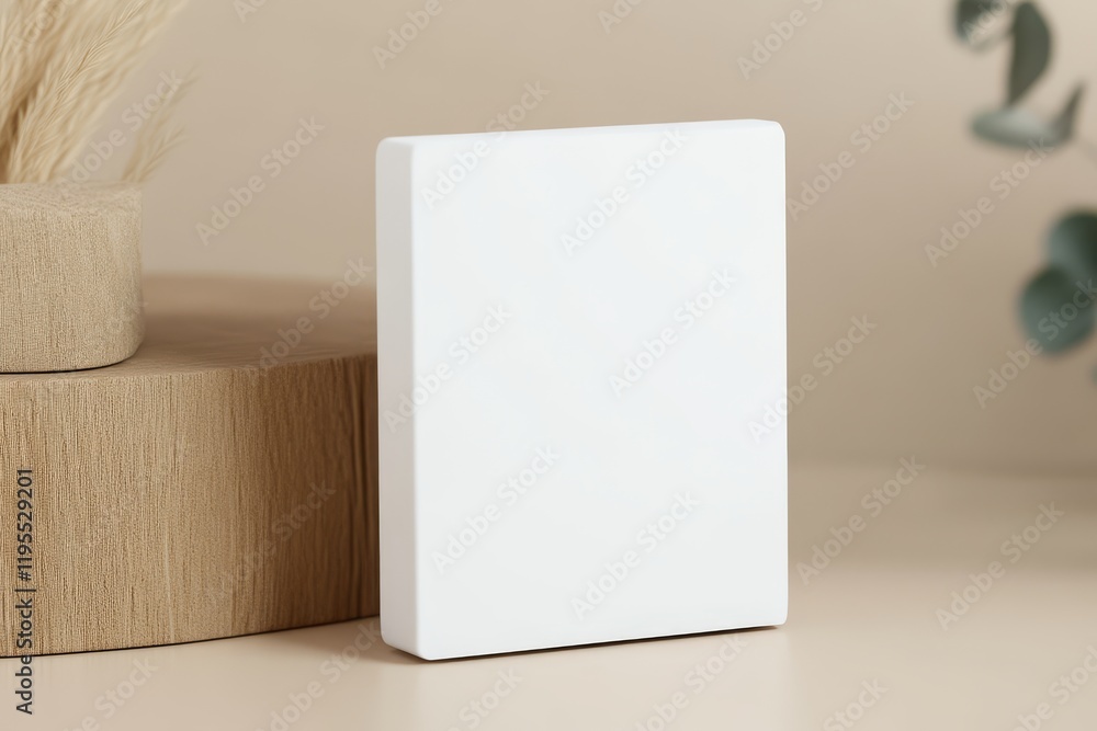 A minimalist white object stands on a smooth surface, complemented by natural decor elements in a soft, neutral setting. A minimalist white object stands on a smooth surface, complemented by natural decor elements in a soft, neutral setting.