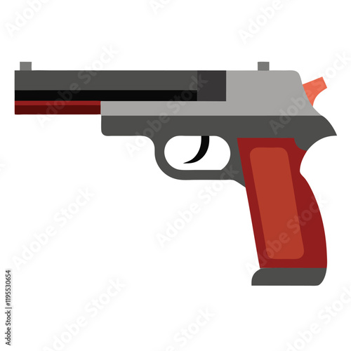 gun and bullets vector crime white hand black isolated on white