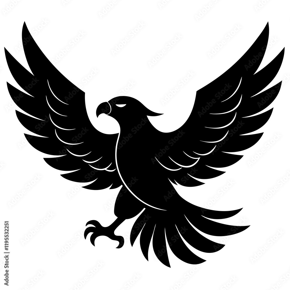 Obraz premium American eagle black silhouette vector, Simple silhouette Design vector icon with white background. Wild Animal Vector. Bird Vector.