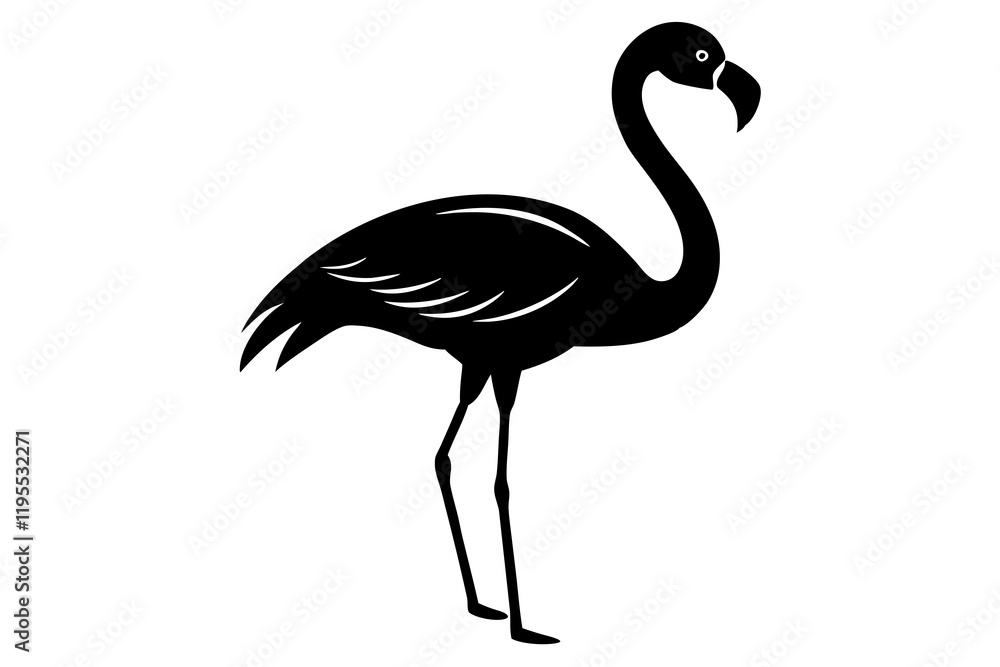 Obraz premium flamingo bird black silhouette vector, Simple silhouette Design vector icon with white background. Wild Animal Vector. Bird Vector.