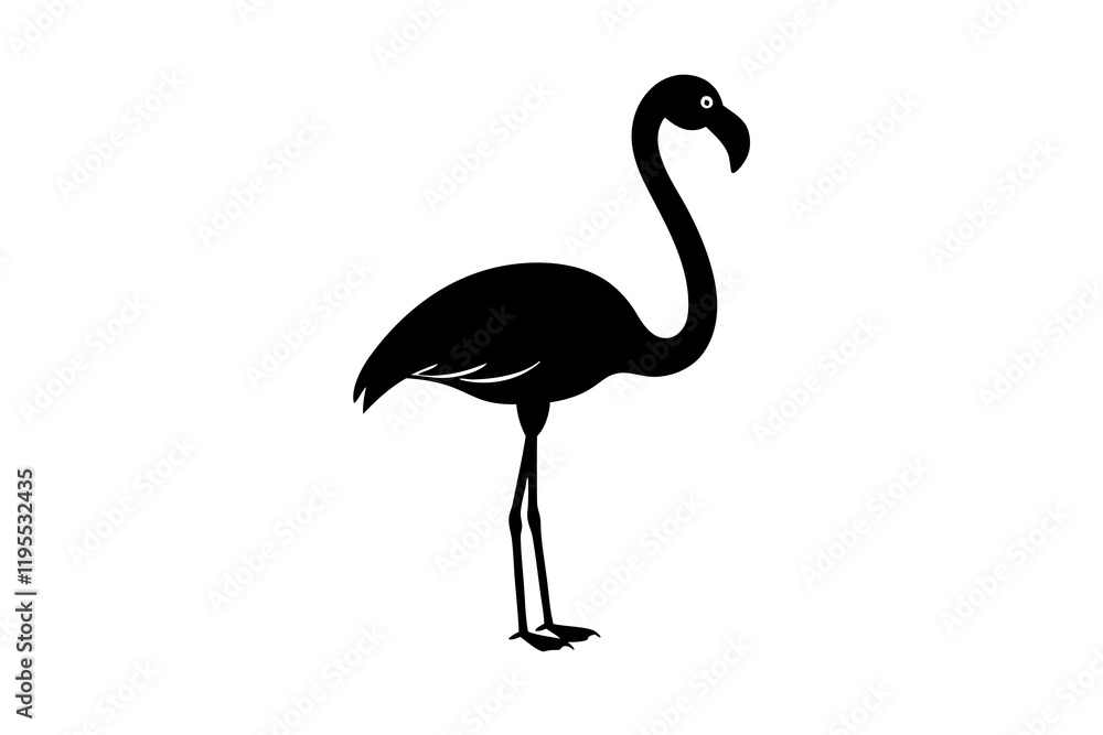 Fototapeta premium flamingo bird black silhouette vector, Simple silhouette Design vector icon with white background. Wild Animal Vector. Bird Vector.