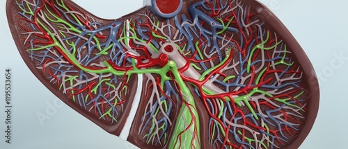 Cuadro en lienzo Human liver anatomy closeup