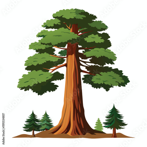 giant sequoia tree isolated on white
