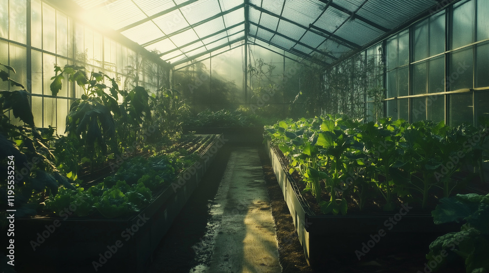 Organic Greenhouse Filled with Lush Plants Organic Greenhouse Filled with Lush Plants