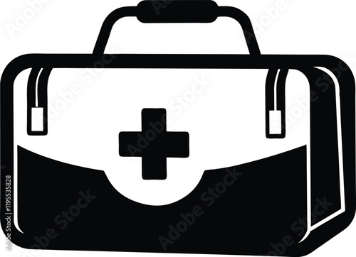 First aid kit bag silhouette,First aid kit bag black vector icon