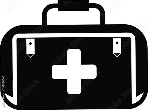 First aid kit bag silhouette,First aid kit bag black vector icon