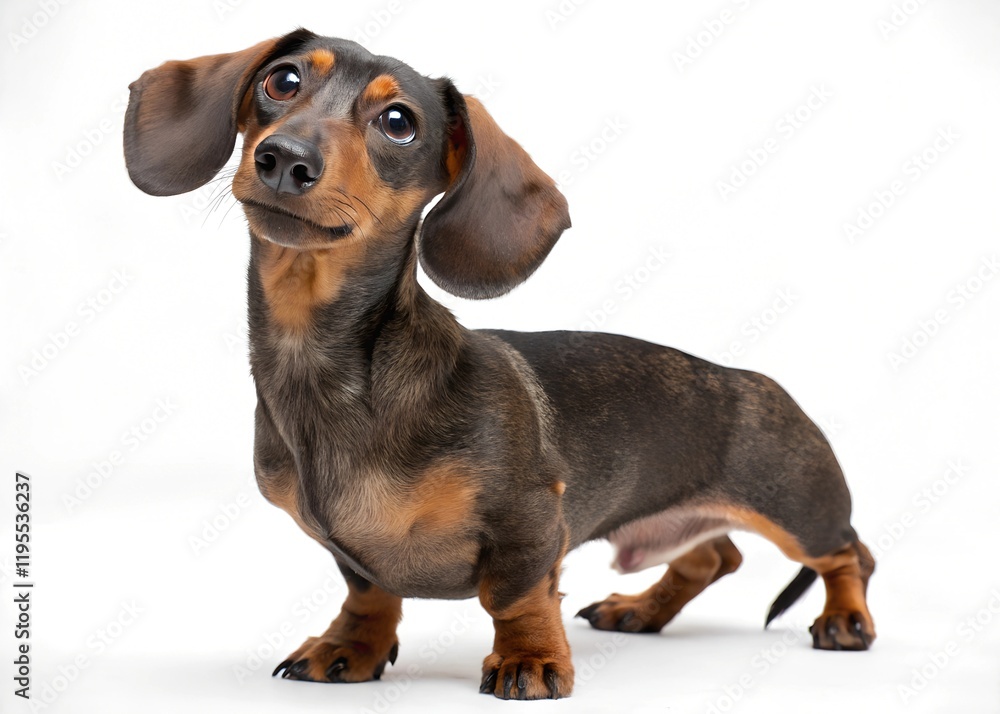 Expressive Dachshund portrait on white background Expressive Dachshund portrait on white background