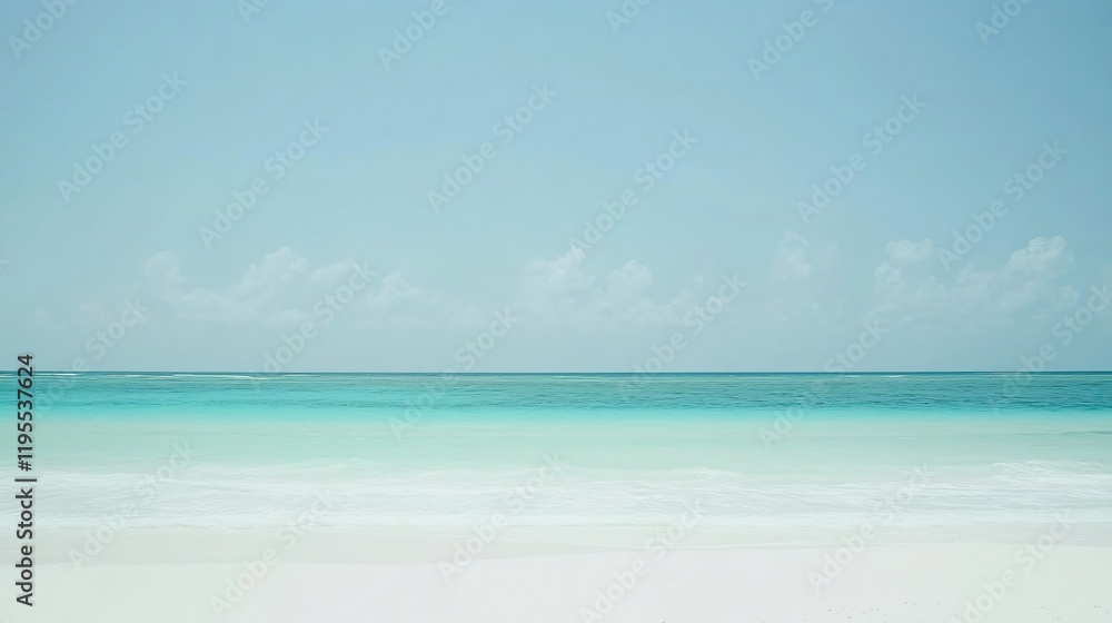 Serene Turquoise Ocean Beach Seascape Minimalist Summer Vacation Serene Turquoise Ocean Beach Seascape Minimalist Summer Vacation