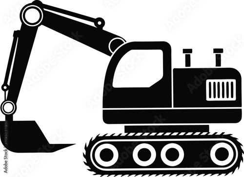 heavy shoveling excavator vehicle  silhouette vector,icon