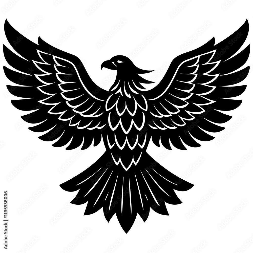 Obraz premium american eagle black silhouette vector, Simple silhouette Design vector icon with white background. Wild Animal Vector. 