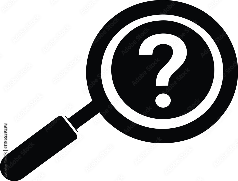 Magnifying glass question mark silhouette,Magnifying glass black vector icon Magnifying glass question mark silhouette,Magnifying glass black vector icon