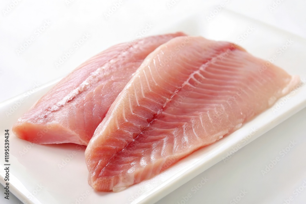 Fresh Carp Fillets Displayed on a Clean Kitchen Scale. Generative AI Fresh Carp Fillets Displayed on a Clean Kitchen Scale. Generative AI