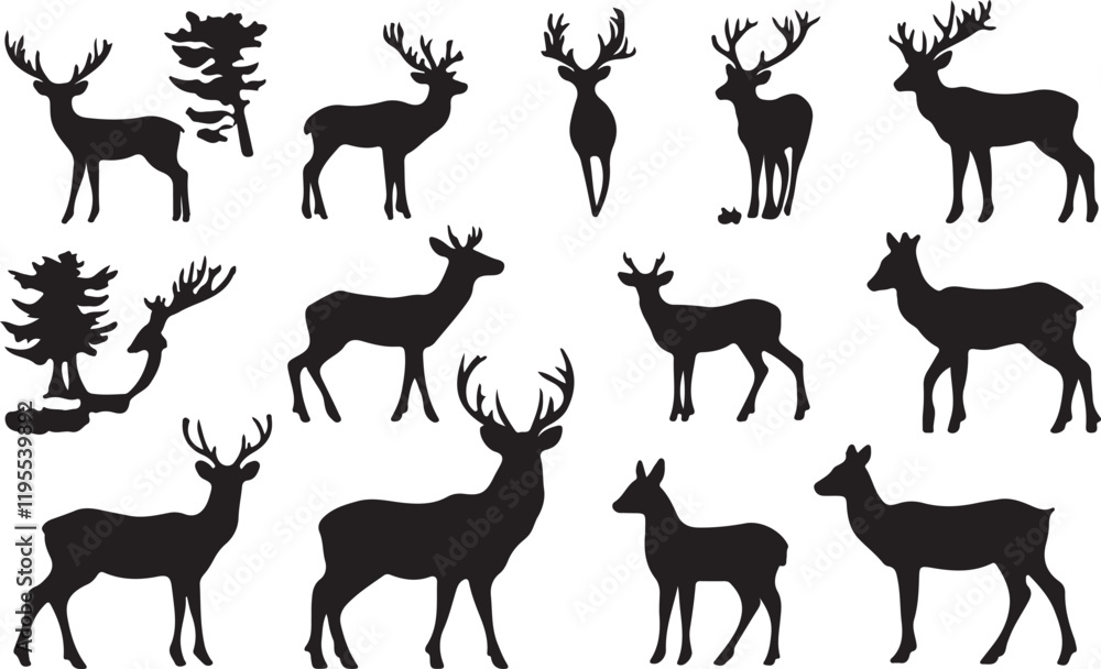 Fototapeta premium Whispering Wildlife: Enchanting Animal Silhouettes vector illustration |