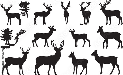 Whispering Wildlife: Enchanting Animal Silhouettes vector illustration |
