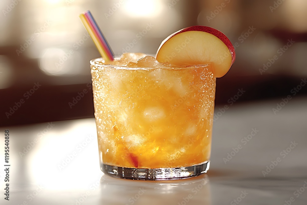 Refreshing Iced Apple Cocktail Drink in Glass Refreshing Iced Apple Cocktail Drink in Glass