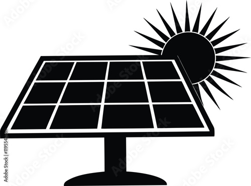 power solar panel energy with sunlight silhouette,power solar panel  icon vector