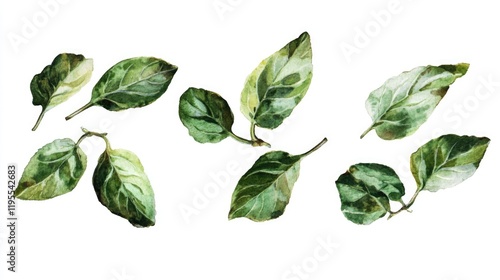 Fresh Marjoram Leaves Isolated on White Background for Organic Diet and Delicious Vegetarian Salads