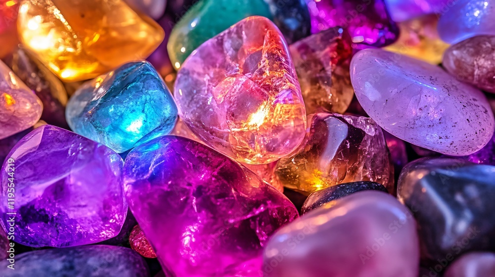 Vibrant Colorful Gemstones Pile Close Up Vibrant Colorful Gemstones Pile Close Up