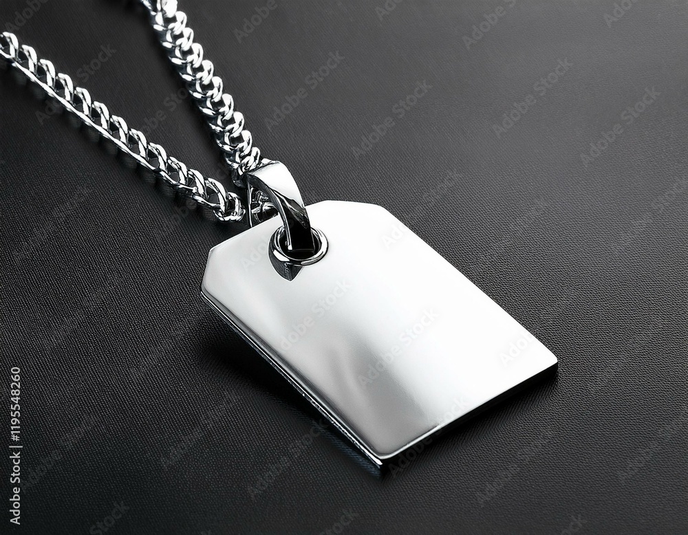 Fototapeta premium chrome metal tag and necklace